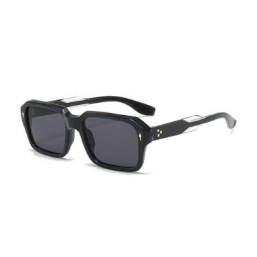 Imagem de VFDHN Óculos de sol com lentes vermelhas, feminino, vintage, rebites, transparente, gradiente, uv400, masculino, retangular (8)
