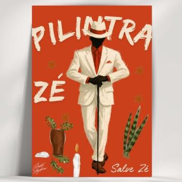 Imagem de Coleção de 62 quadros decorativos Giz - Umbanda e Candomblé - Decoração Orixá - Afro Brasileira - Escolha o seu Orixá! (Clássico, Zé Pilintra, 20x14cm)