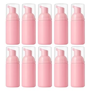 Imagem de 10 pacotes de frascos de espuma rosa de 30 ml para viagem, dispensador de sabonete, recipientes de espuma recarregáveis para limpeza facial, xampu, lavagem à mão, loção, cuidados com a pele DIY