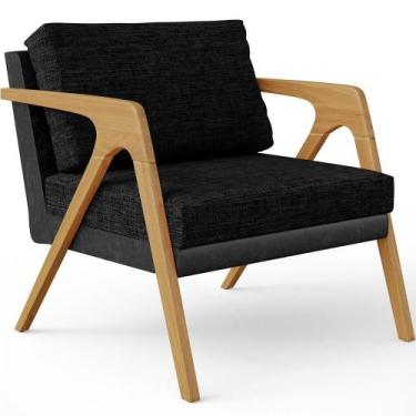 Imagem de Poltrona Pietra material sintético Preto Linho Chumbo - LYAM DECOR