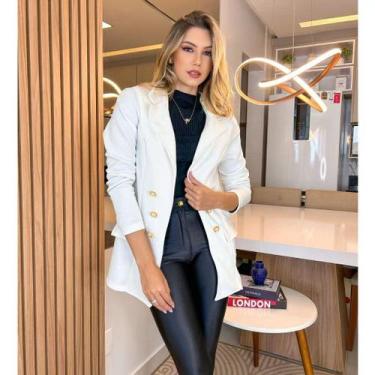 Imagem de Blazer Feminina Alfaiataria Casaco Social Com Botão Tendências Estilos