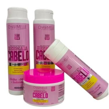 Imagem de Charmelle Kit Capilar Desmaia Cabelo, Shampoo 400ml, Condicionador 400ml, Máscara 300ml, Leave-in 200ml, com D-Pantenol e Queratina