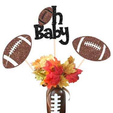 Imagem de Rsstarxi 12 Pack American Football Party Decorations, Football Centerpiece Sticks, Rugby Oh Baby Table Toppers Decorations for Sports Game Day Baby Shower Birthday Party Decorations