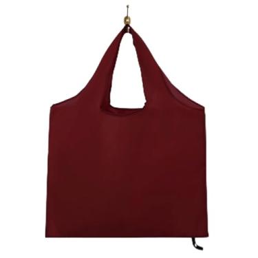 Imagem de Bolsa de compras grande dobrável 43 x 39 cm, à prova d'água, reutilizável, bolsa de compras, sacolas de nylon, vinho vermelho