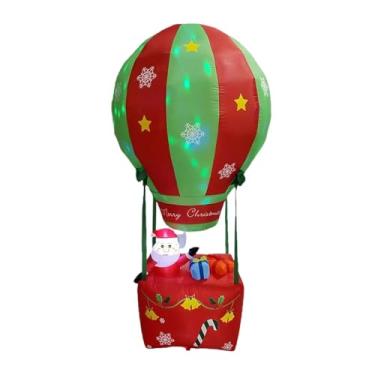Imagem de Vaveren Balão de ar quente inflável de Natal, decoração sazonal com plugue UE, à prova de vento, luzes LED embutidas, decoração de Natal