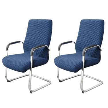 Imagem de Lzyjckh Capa elástica para cadeira de escritório, pacote com 2, Capa removível para cadeira de escritório com zíper Protetor universal lavável para cadeira de computador,Blue 2 pack,S