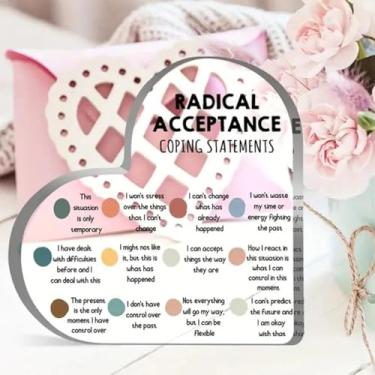 Imagem de 1 placa acrílica em forma de coração para afirmação de saúde mental, adequada para conselheiros, assistentes sociais - tratamento de ansiedade e decoração educacional, presentes de terapia psicológica