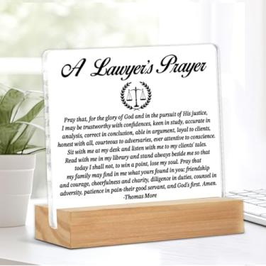 Imagem de Placa de mesa acrílica de oração de advogados decoração para advogados escola de direito formatura ou aposentadoria presentes 10 x 10 centímetros