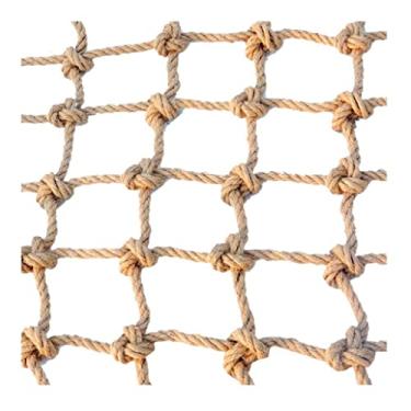 Imagem de Rede de cânhamo resistente ao desgaste, rede de corda de cânhamo de juta, rede de cerca de jardim, rede decorativa para pássaros, rede de corda de escalada infantil (8 mm-20 cm, 4 x 4 m (13,12 x 13,5