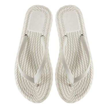 Imagem de Chinelo Sandalia Feminina Tranças Confortavel Elegante Cor Off White -