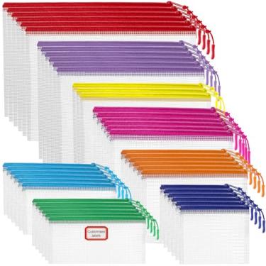 Imagem de YOPCDJ 45 Peças De Bolsa Malha Com Zíper Para Organização, Bolsas Impermeáveis, Viagem Em Pvc Colorido, Transparentes, Multiuso, Adequadas Jogos Tabuleiro E Material Escritório