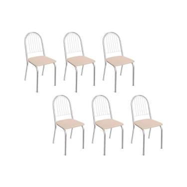 Imagem de Cadeira De Cozinha Noruega C077 Kit 6 Un Cromada Nude 16