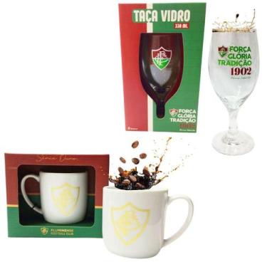 Imagem de Kit Caneca Branca Porcelana 300Ml Café Serie Ouro + Taça - Brasfoot