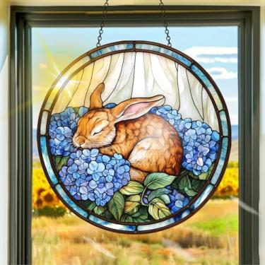 Imagem de Apanhador de sol de acrílico colorido, apanhadores de sol, coelho hortênsia, decoração de janela, arte de parede de arco-íris, para quarto, varanda, interior e exterior, jardim, enfeites de Natal