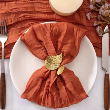 Imagem de Jimtx Pacote com 20 guardanapos de pano de terracota queimados laranja queimado lavável reutilizável conjunto de 20 guardanapos de pano a granel 53 x 53 centímetros para casamento, bebê, chá de panela