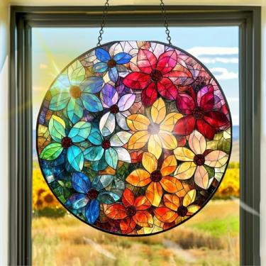 Imagem de Apanhador de sol de acrílico colorido, apanhadores de sol, decoração de janela com flores coloridas, arte de parede de criador de arco-íris, para quarto, varanda, interior e exterior, jardim, enfeites