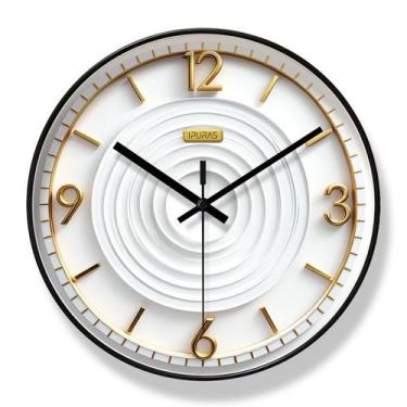 Imagem de Relógio de parede Nordic Luxury Style 30 cm branco silencioso com ouro