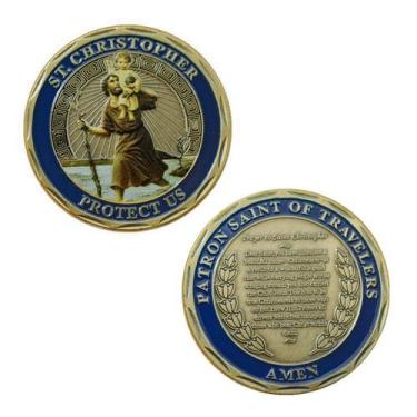 Imagem de Moeda Comemorativa Saint Christopher Protect Us 35g 4cm - yiweisai