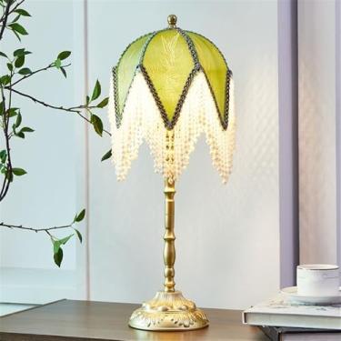 Imagem de Luminária de mesa francesa de luxo com LED, estilo retrô americano, para sala de estar, quarto, escritório, casa de campo ou hotel, com franjas criativas, estilo campestre europeu (modelo 24