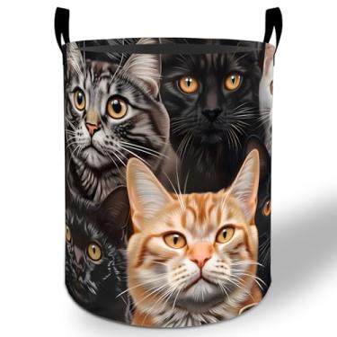 Imagem de Cesto de roupa suja para gatos 50 x 40 cm, balde de armazenamento de roupas Oxford dobrável à prova d'água para quarto, banheiro, quarto de bebê, organizador de brinquedos, presentes para crianças