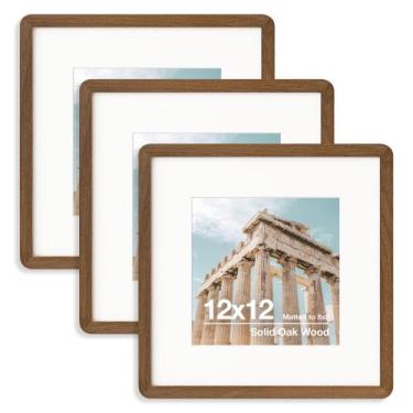 Imagem de Porta-retratos FLYJOE em madeira maciça de carvalho 12x12 para 8x8 com
