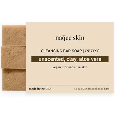 Imagem de naqee LLC Sabonete Em Barra Sem Perfume, Pacote Com 3, Vegano, Aloe Vera E Argila Marroquina, Ótimo Para Peles Sensíveis Secas, Fragrância, Da By Skin