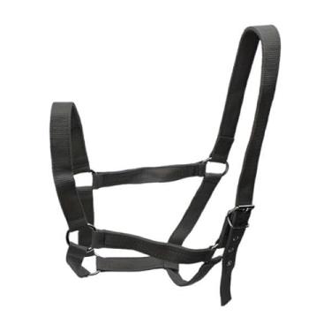 Imagem de Dynwave Cabresto de cavalo, ao desgaste, correia de PP, fácil de usar, para trabalho de solo, queixo e garganta, corda de encaixe para cavalo, para, Preto