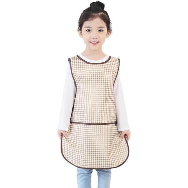 Imagem de Avental infantil Plie impermeável sem mangas com bolsos para idades de 1 a 8 anos da Plie, Brown Check, Medium