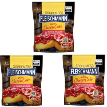 Imagem de Fleischmannn Sobremesa Mistura para Bolo Sabor Cheesecake, Não Precisa de Batedeira, 3 Pacotes de 390g, com Dicas e Receitas