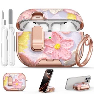 Imagem de Polislime Capa para AirPod Pro 3 2025, com trava de segurança e suporte de telefone para AirPod Pro 3 geração rosa capa para mulheres femininas, capas para iPod Pro 3 com chaveiro e kit de limpeza