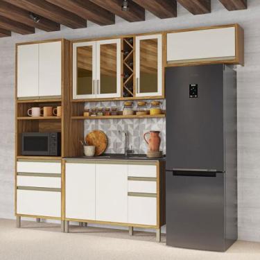 Imagem de Armário de Cozinha Modulada com Balcão para Pia 9 Portas 5 Gavetas Pér