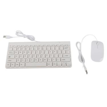 Imagem de Estink Conjunto de Teclado e Mouse Com Fio USB Design Compacto Ultra Fino 284x134x18mm Teclado 113x59x20mm Mouse Plug and Play Com 1. Cabo Durável para PC Laptop Trabalho de Escritório (WHITE)