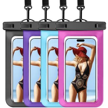 Imagem de Woyinger Bolsa de telefone universal à prova d'água compatível com iPhone, bolsa seca à prova d'água para cruzeiros, viagens, férias, essenciais, suporte de telefone grande à prova d'água, pacote com