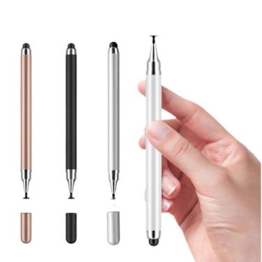 Imagem de Caneta Touchscreen Stylus Universal 2 em 1. Caneta Capacitiva para Smartphones, iPad, Tablets e Outras Telas Touch. Compativel com IOS e Android. Ponta Dupla e Toque Preciso. (Prateada)