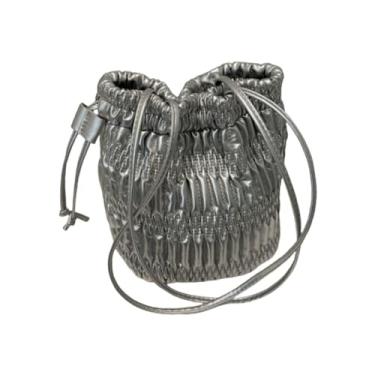 Imagem de Bolsa carteiro moderna de grande capacidade bolsa casual com cordão (prata)