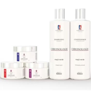 Imagem de Kit Profissional de Cronograma Capilar – Shampoo + Condicionador 500ml e 3 Máscaras Capilares (Hidratação, Nutrição e Reconstrução) – Tratamento Completo para Todos os Tipos de Cabelo