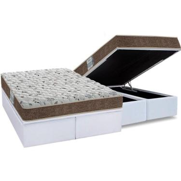 Imagem de Cama Box Baú King: Colchão Espuma D45 Probel Prodormir Advanced + Base Crc Courano White(193X203)