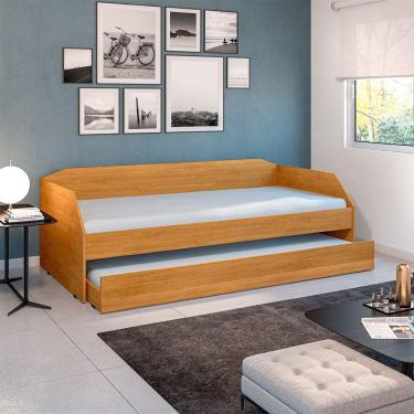 Imagem de Sofá Cama Solteiro Duo Com Cama Auxiliar Em Mdf Reforçado 15mm Nature Com 2 Colchões