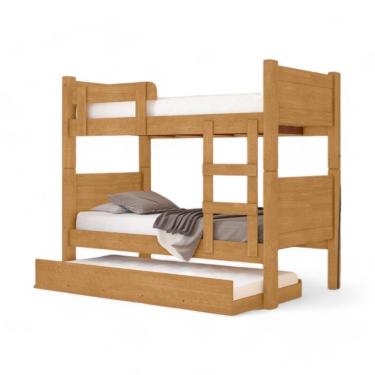 Imagem de Beliche Solteiro Escada Maria Clara Naturalle Com Auxiliar