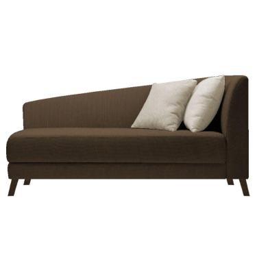 Imagem de Recamier Heitor 185cm Com Almofada Lado Esquerdo Suede Cor Marrom/bege
