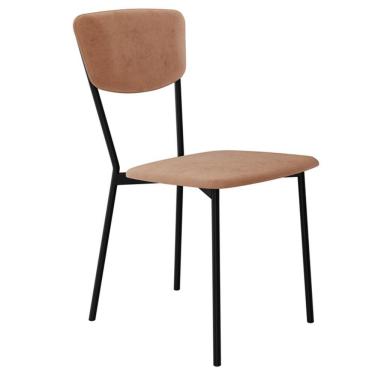 Imagem de Cadeira Estofada Para Sala De Jantar Village Preto C01 Veludo Bege - Lyam Decor