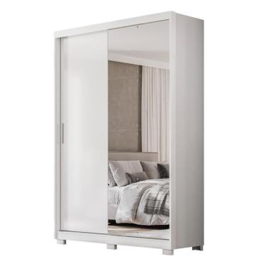 Imagem de Guarda Roupa Casal Riva 2 Portas Deslizantes Flex Branco Com Espelho E Pés - Demóbile Branco