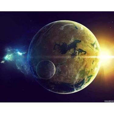 Imagem de VNUIEHG Kit de pintura a óleo DIY por números para adultos iniciantes 40,6 x 50,8 cm, desenho do sistema solar terrestre com pincéis, decoração de Natal, presentes (sem moldura)