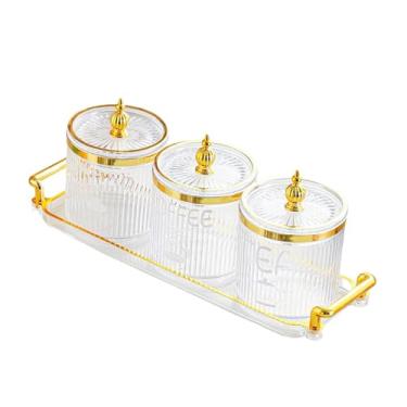 Imagem de SiaBiced Bandeja para frutas secas com tampa, potes para temperos, prato para servir aperitivos, travessa para doces e salgadinhos, ideal para casamentos, Claro