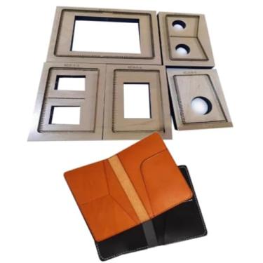 Imagem de YJIUYUANQ Molde de corte de suporte de carteira, perfurador de couro 150 x 100 mm, modelo de relevo, ferramenta de perfuração