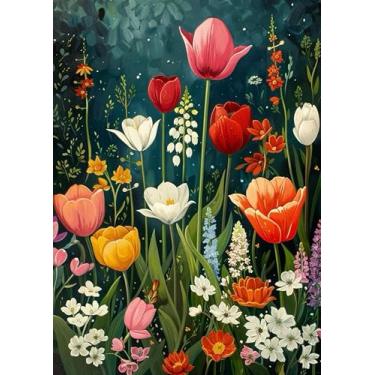 Imagem de Kits de ponto cruz de flores silvestres para adultos – Kits de ponto cruz estampado, kit de ponto cruz pré-impresso, 11 unidades para iniciantes, kits de costura de padrão fácil pré-compactado 11 CT