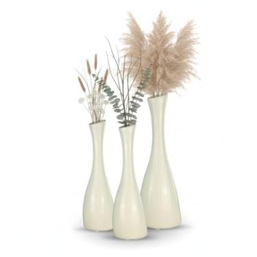 Imagem de Trio de Vasos Decorativos Paris Cerâmica Autêntica Decoração Sala Mesa Aparador Escritório Vaso Moderno (OffWhite)