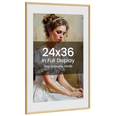 Imagem de Porta-retrato 61 x 91 cm, madeira de carvalho natural da Califórnia-EUA com vidro temperado real, moldura feita à mão, 61 x 91 cm, fosca, para casamento, 50 x 76 cm, imagem de família, exibição de