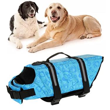 Imagem de Yctze Colete Salva-vidas para Animais de Estimação para Cães – Colete Flutuante de Malha Respirável Reflexiva para Passeios de Barco, Natação e Praia – Salva-vidas Portátil para Cães Com Fivela (S)