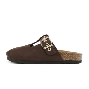 Imagem de Soda Tanika ~ Mule feminino bico redondo fivela sem cadarço, Camurça Mocha Imit, 40